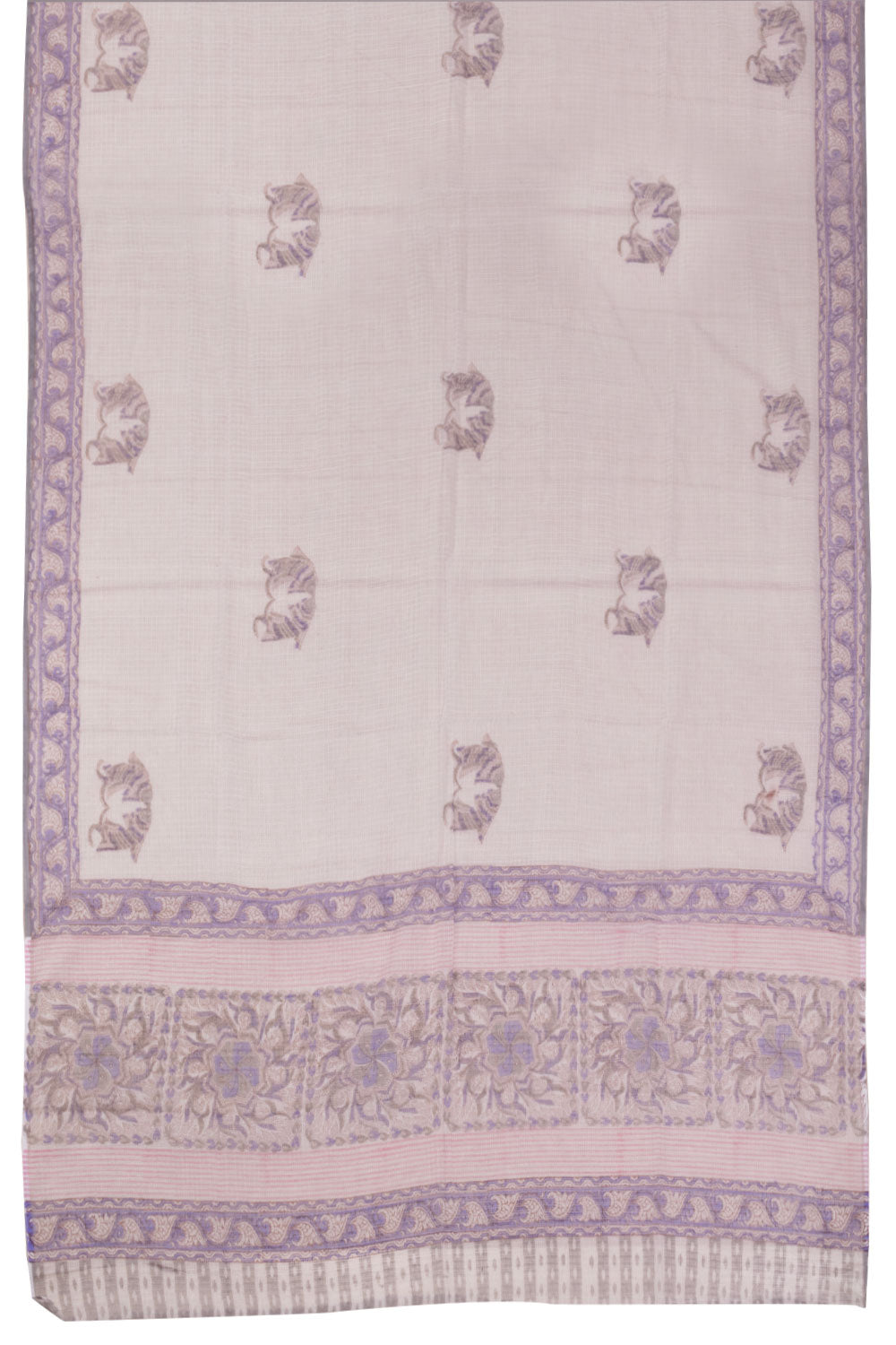 White 3-Piece Mulmul Cotton Salwar Suit Material With Kota Dupatta 10070088 - Avishya