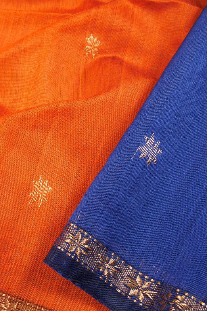Orange Handloom Maheshwari Silk Cotton Saree 10068645 - Avishya
