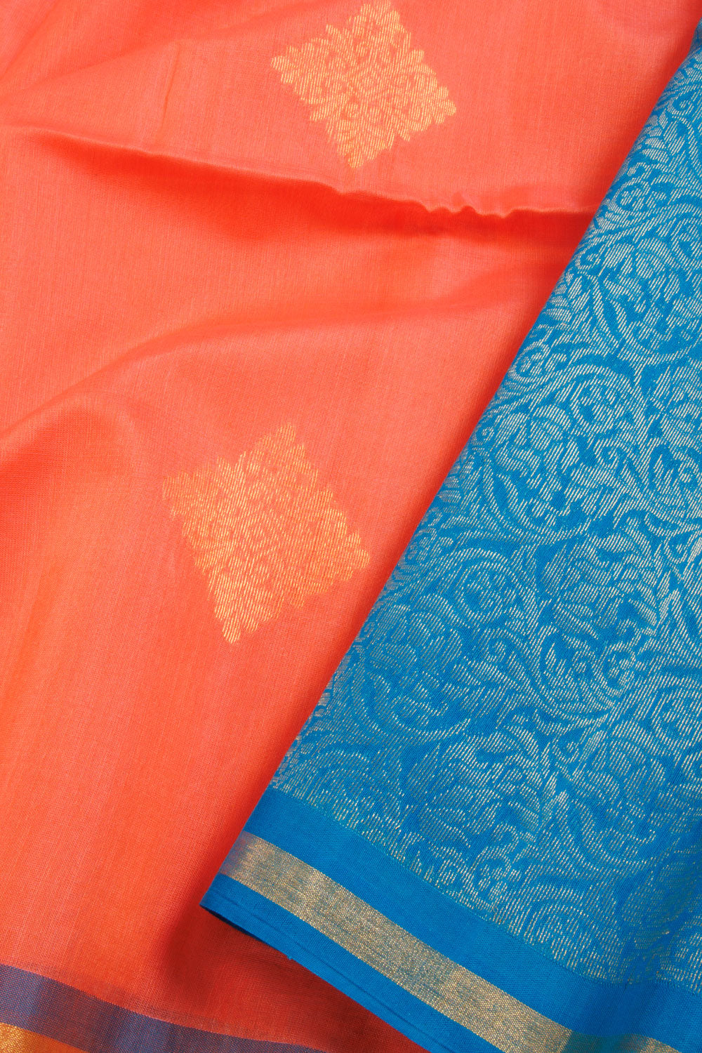Peach Handloom Kovai Silk Cotton Saree 10069035 - Avishya