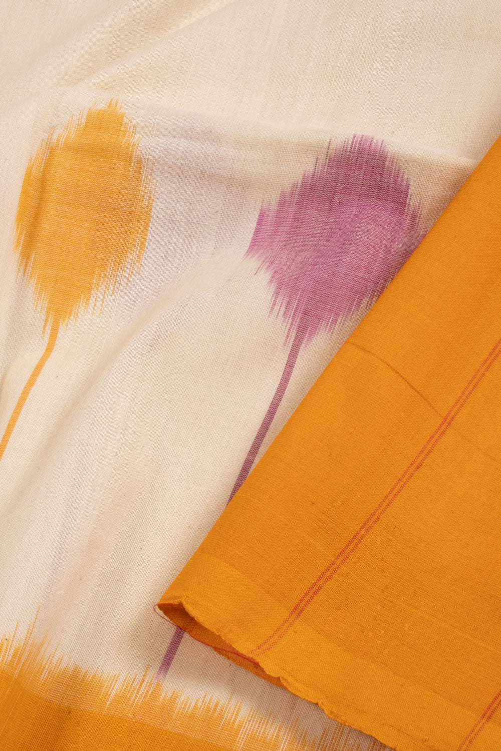 Beige Handloom Pochampally Ikat Cotton Saree 10068747 - Avsihya