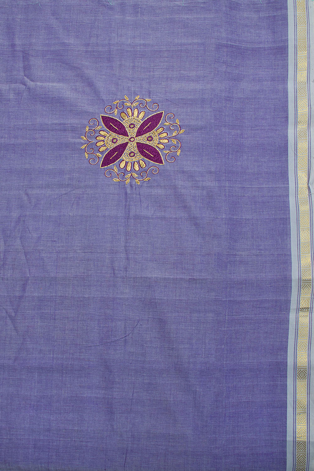 Lavender Aari Embroidered Mangalgiri Cotton Blouse Material 10062430