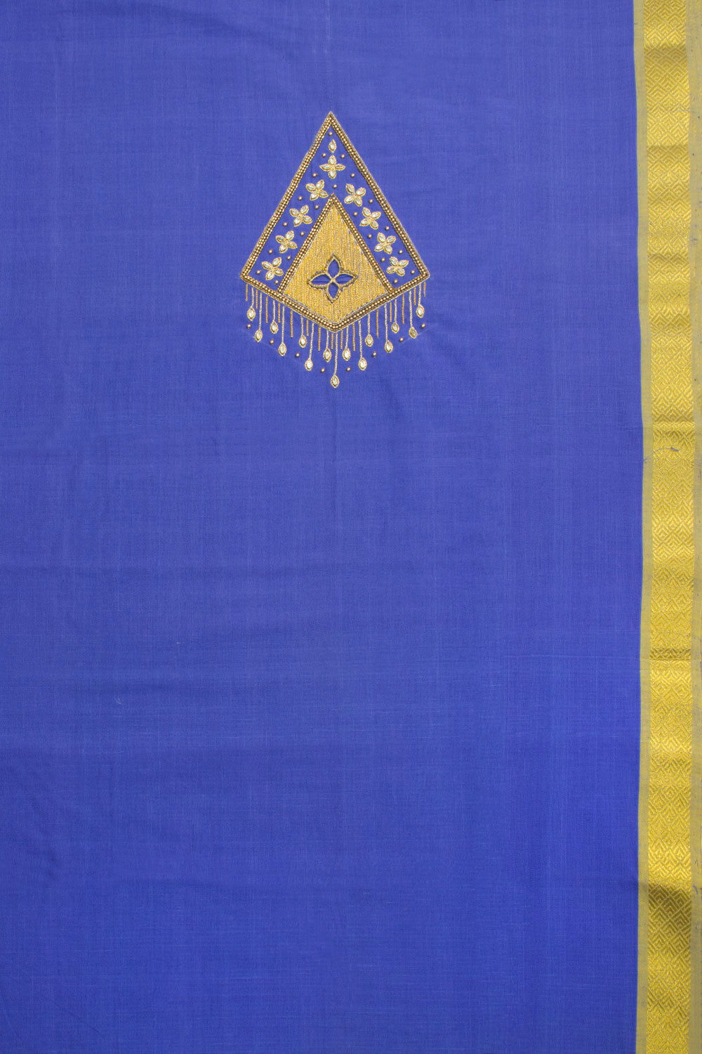 Dusky Blue Aari Embroidered Mangalgiri Cotton Blouse Material 10062443