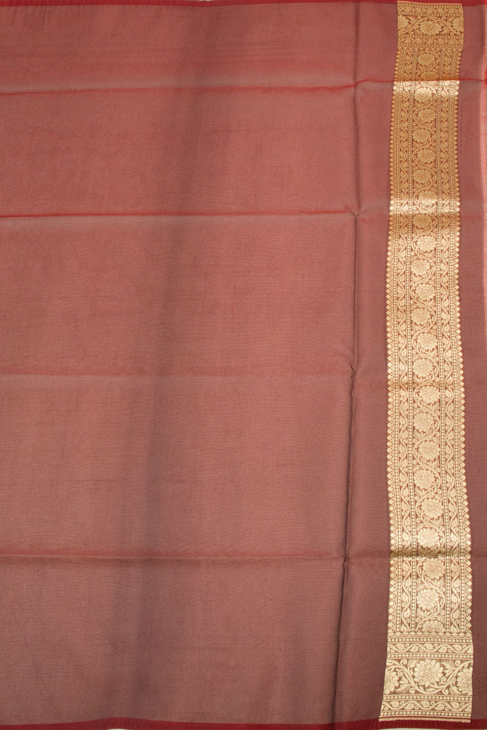 Brown Handloom Banarasi Katrua Kora Silk Saree 10063188