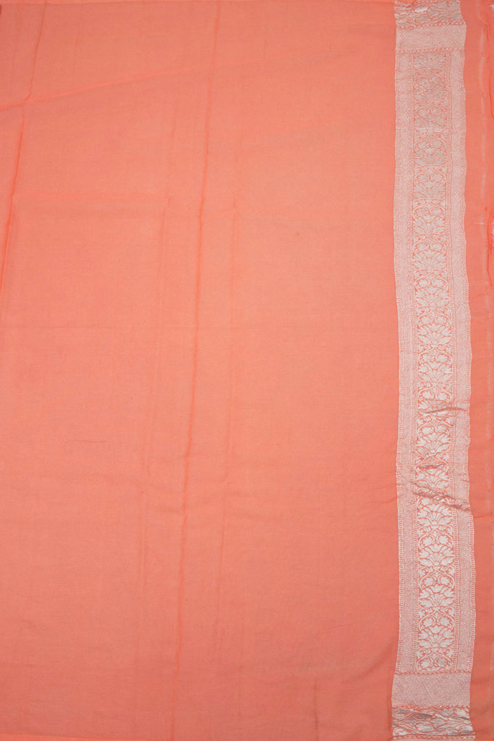 Peach Handcrafted Banarasi Khaddi Georgette Saree 10063218