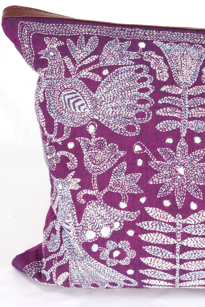 Purple Kantha Embroidery Hand bag 10063530