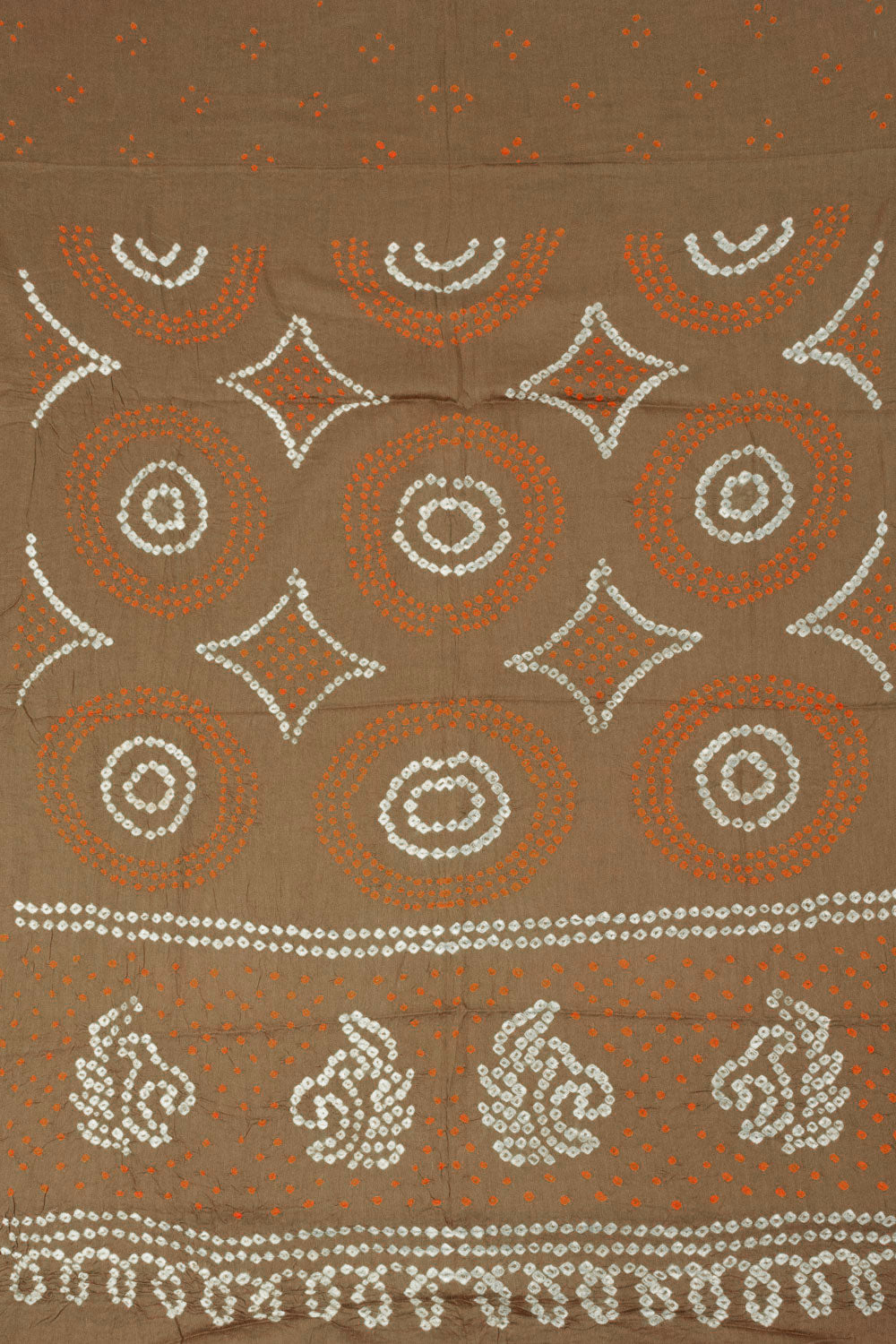 Peanut Brown Bandhani Cotton 3-Piece Salwar Suit Material - Avishya