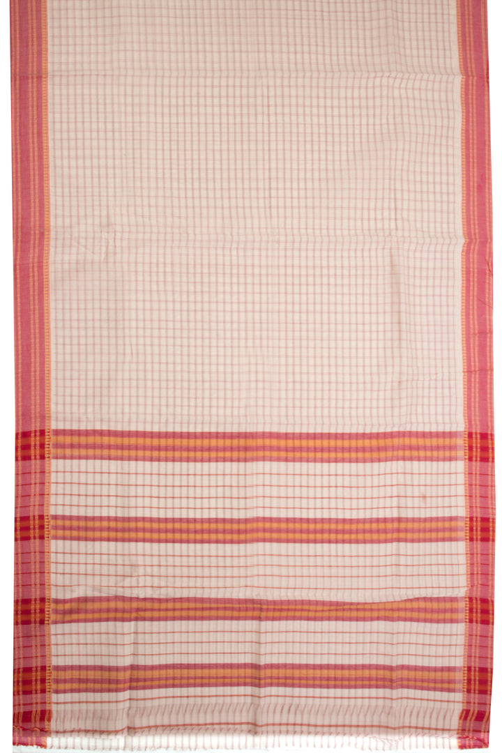 Off White Handloom Narayanpet Cotton Saree Without Blouse 10064385 - Avishya