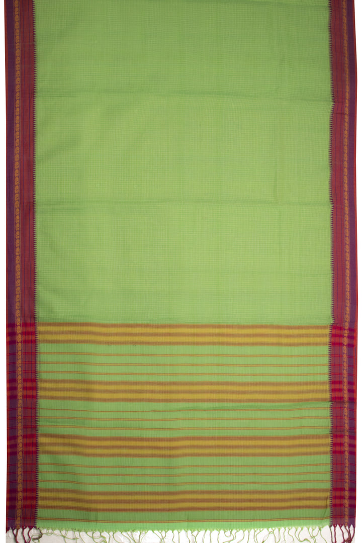 Green Handloom Narayanpet Cotton Saree Without Blouse 10064395  - Avishya