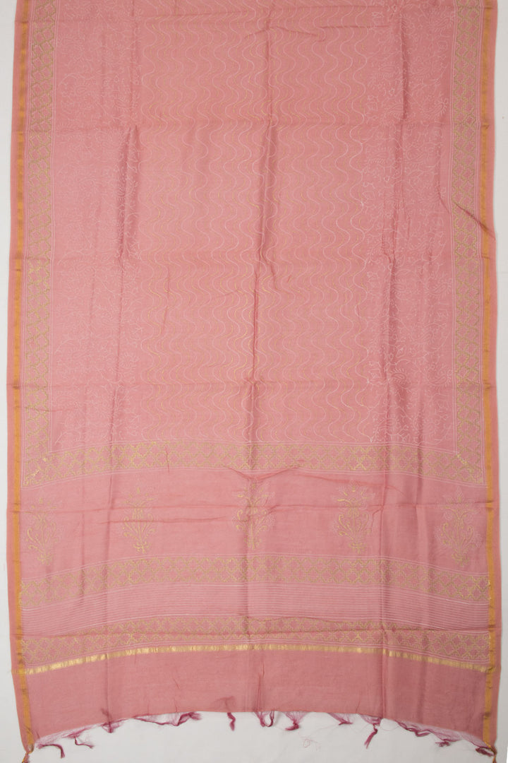 Pink Embroidered 3-Piece Silk Cotton Salwar Suit Material  - Avishya