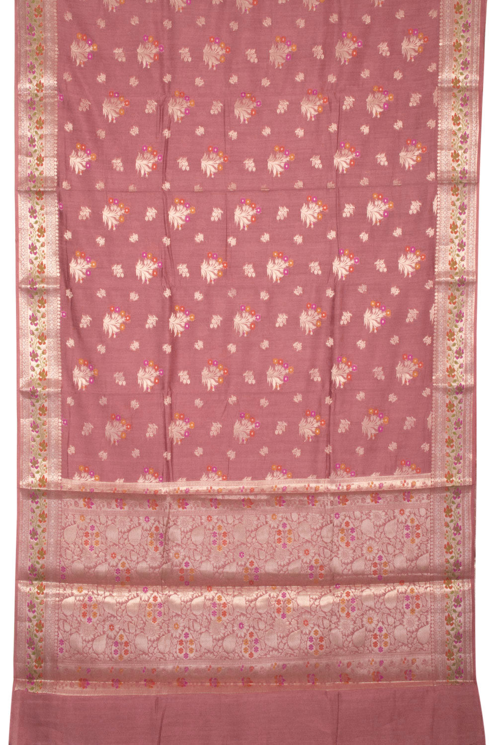 Turkish Pink Handloom Banarasi Chiniya Silk Saree 10065481