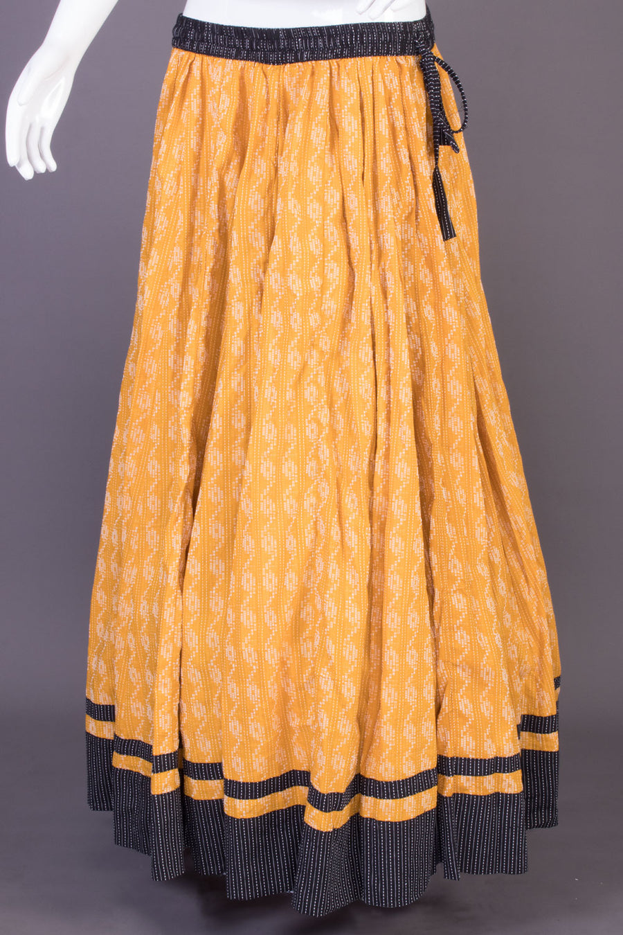 Orange Hand Block Printed Cotton Skirt  - Avishya