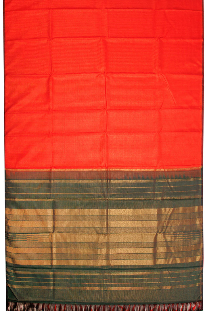 International Orange Handloom Kanjivaram silk saree - Avishya