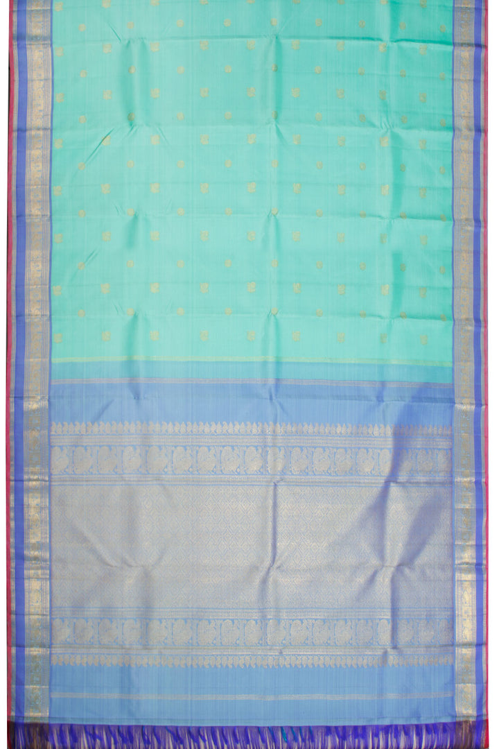 Turquoise Blue Handloom Bridal Kanjivaram silk saree - Avishya