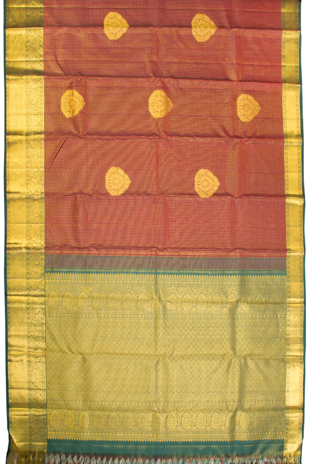 Chestnut Brown Handloom Bridal Kanjivaram silk saree - Avishya