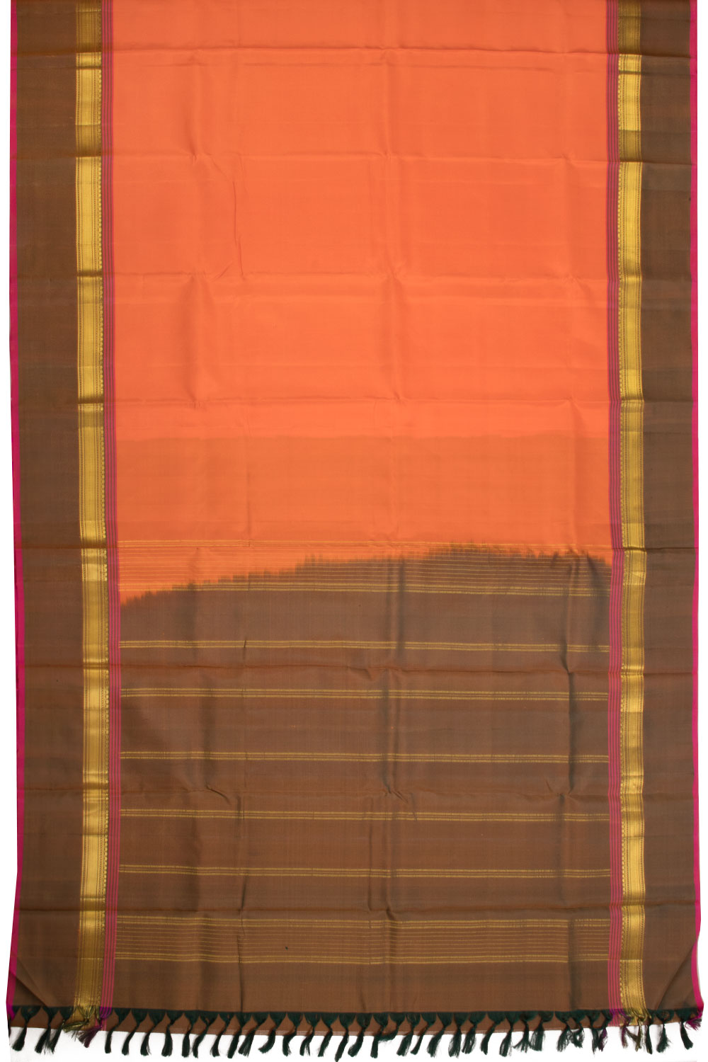 Orange Handloom Kanjivaram silk saree - Avishya