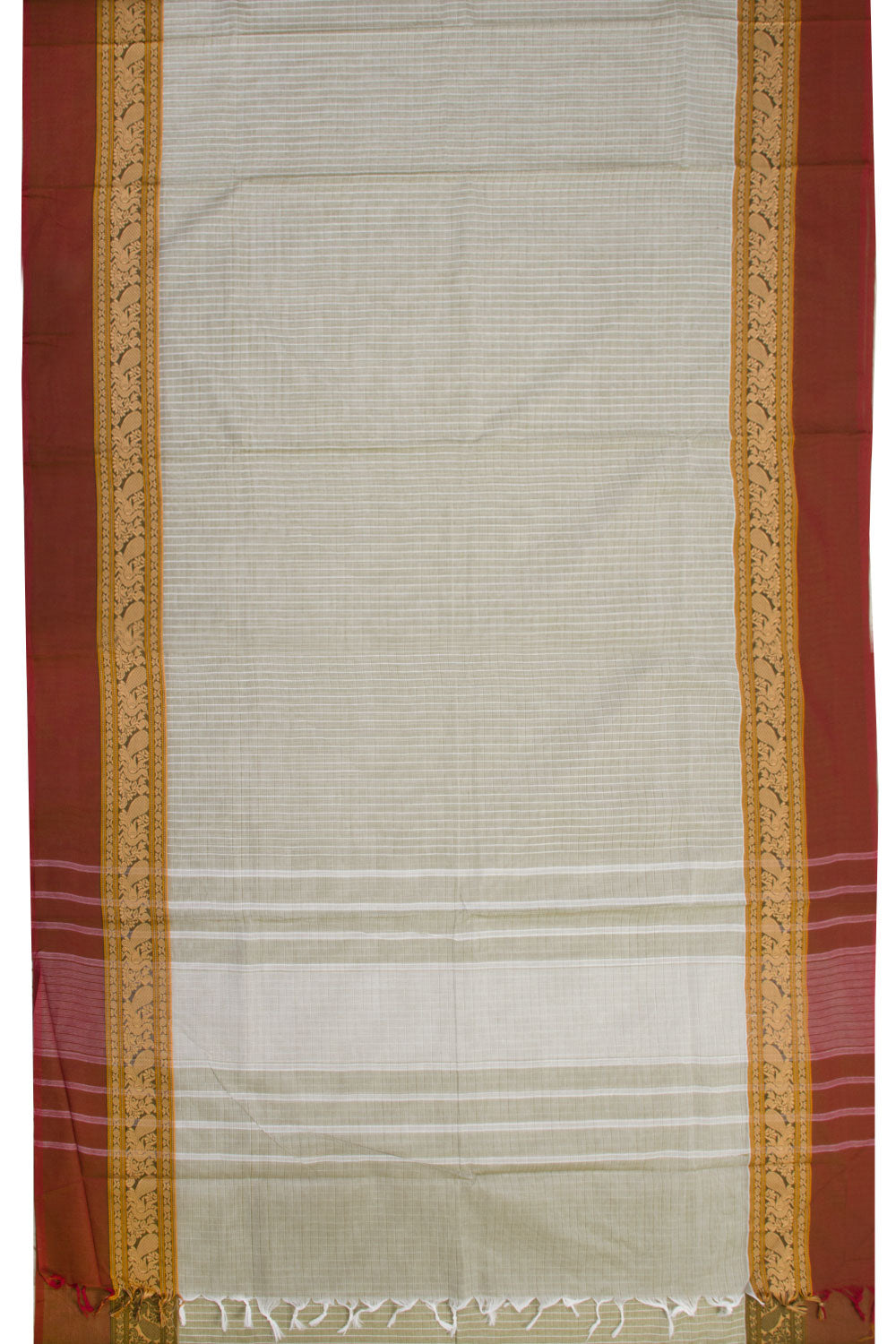 Grey Handwoven Kanchi Cotton Saree - Avishya