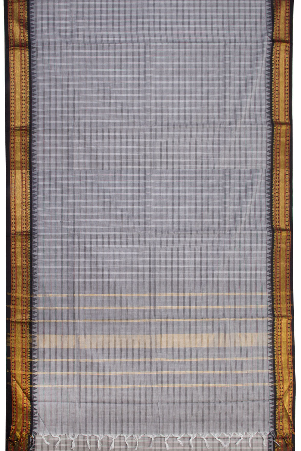 Grey Handwoven Kanchi Cotton Saree - Avishya