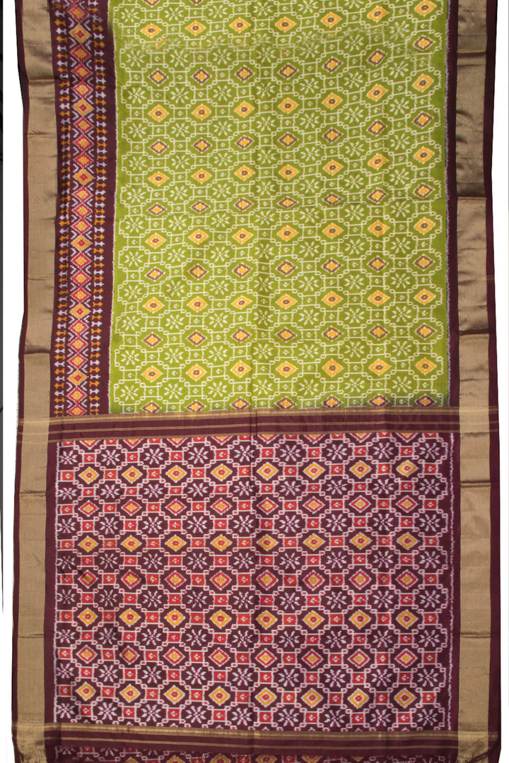 Green Handloom Pochampally Ikat Silk Saree 10067936