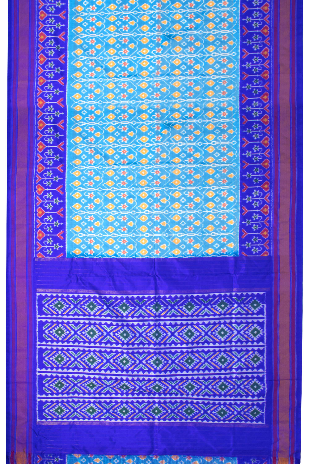 Blue Handloom Pochampally Ikat Silk Saree 10067945