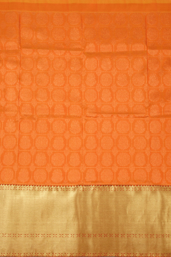 Orange Kanjivaram Pattu Pavadai Material -Avishya