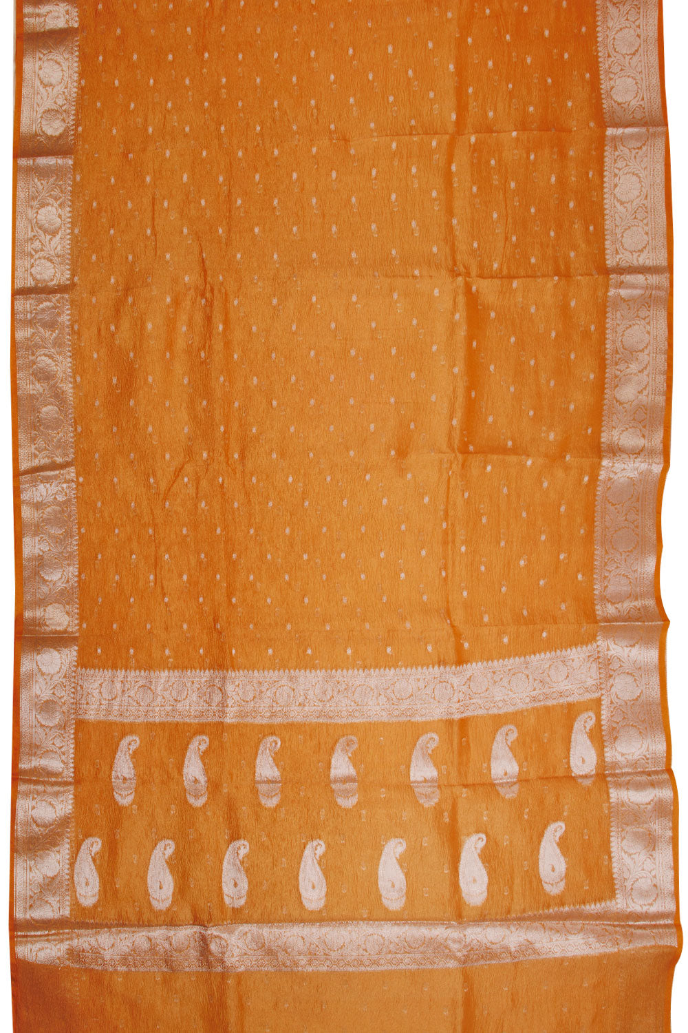 Orange Banarasi crushed Tissue Organza Saree - Avishya