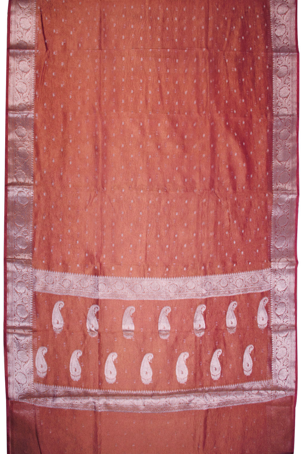 Copper Brown Banarasi crushed Tissue Organza Saree - Avishya