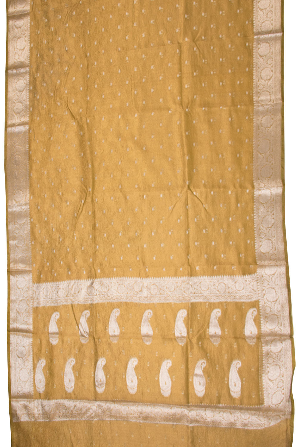 Green Gold Dual Tone Banarasi crushed Tissue Organza Saree - Avishya