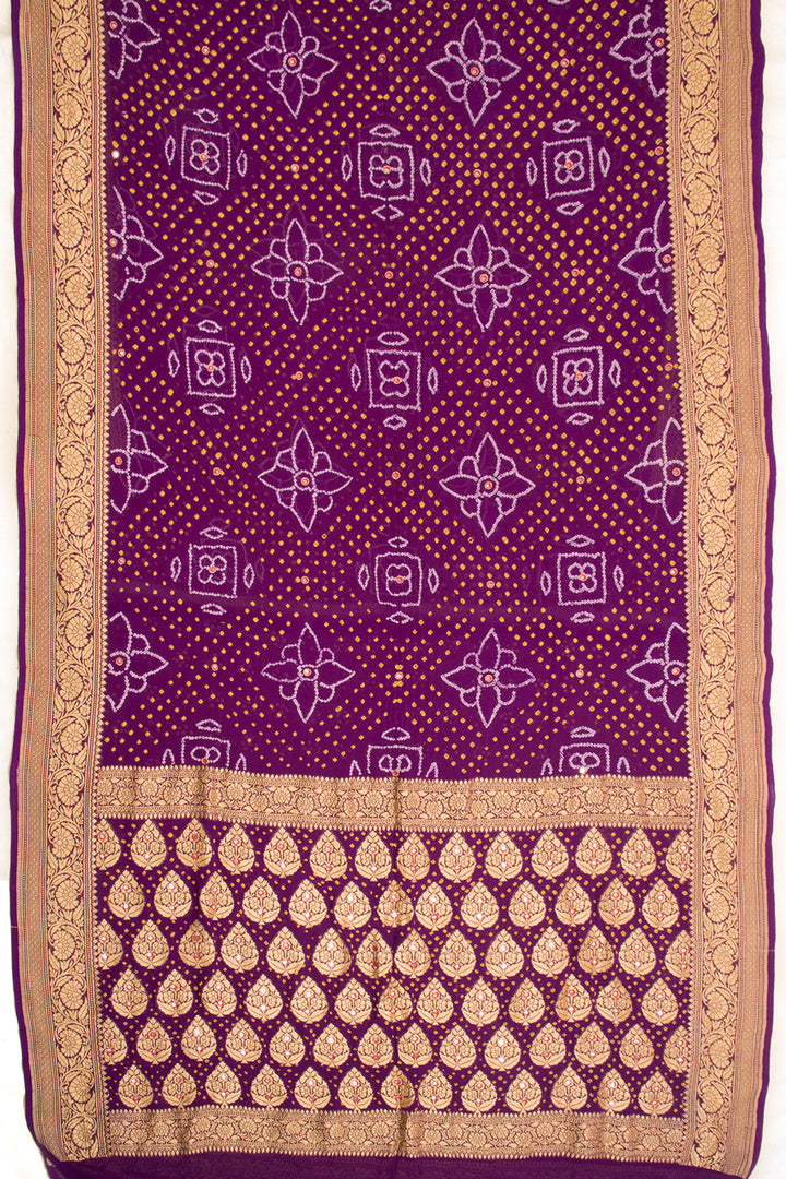 Purple Handcrafted Banarasi Bandhani Georgette Saree - Avishya