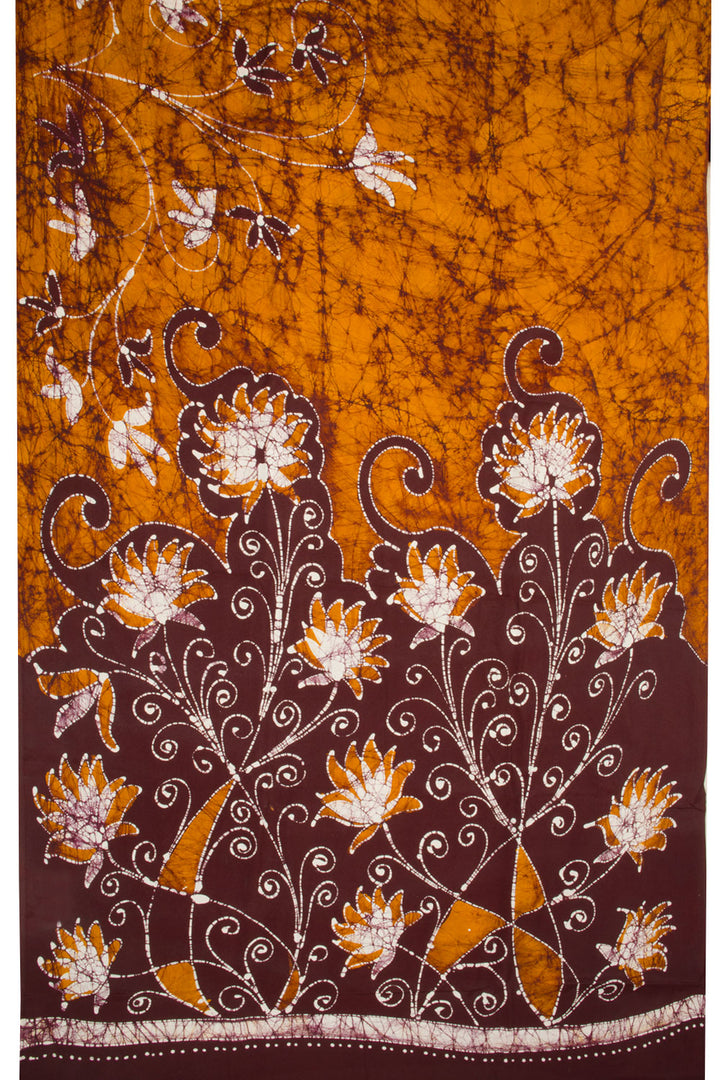 Golden Brown Batik  Muslin Silk Saree -Avishya