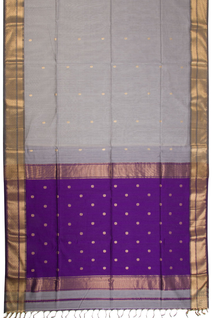 Grey Handloom Maheshwari Silk Cotton Saree 10068660 - Avishya