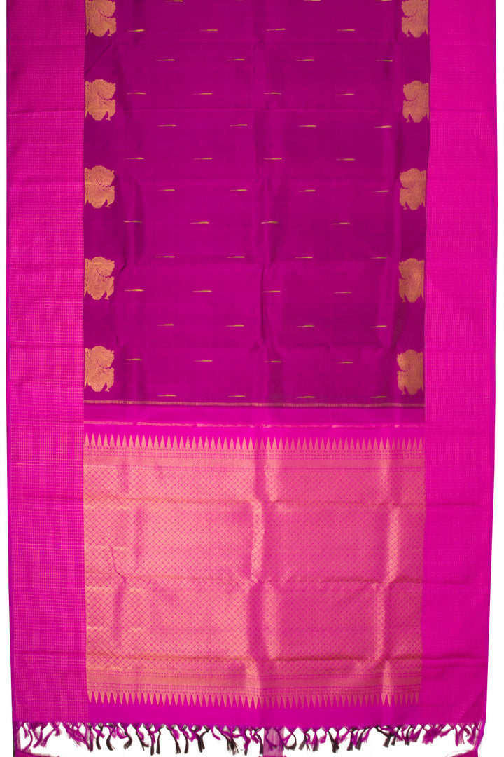 Dark Violet Handloom Kanjivaram Silk Saree 10069129