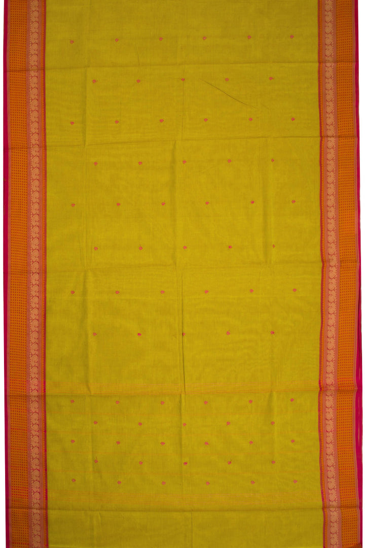 Yellow Handwoven Kanchi Cotton Saree 10069336 - Avishya