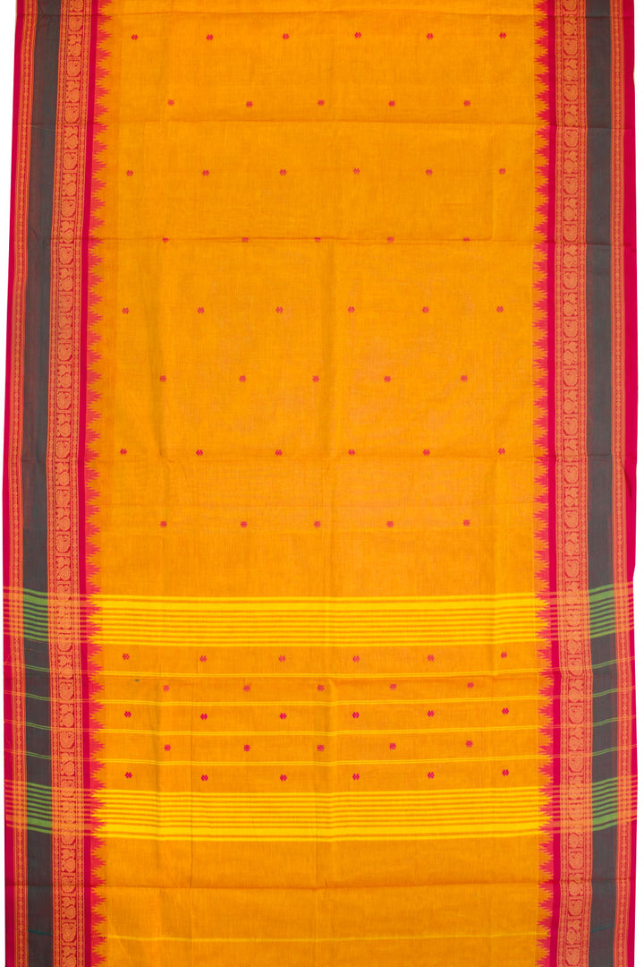 Orange Handwoven Kanchi Cotton Saree 10069340 - Avishya