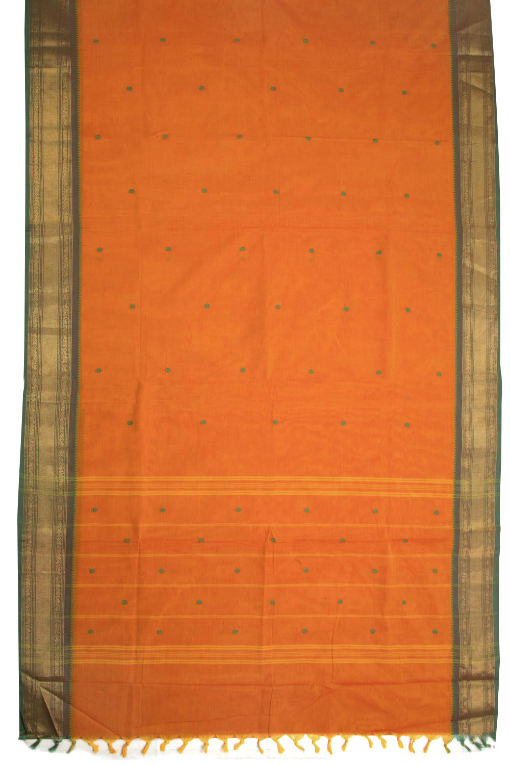 Orange Handwoven Kanchi Cotton Saree 10069344 - Avishya