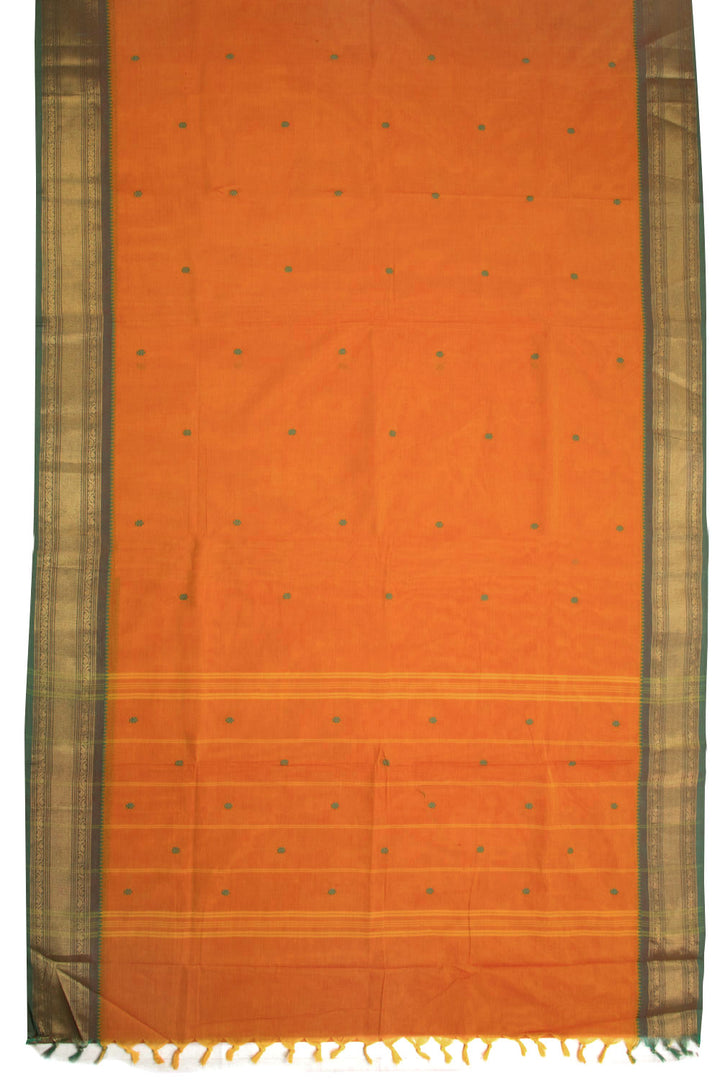 Orange Handwoven Kanchi Cotton Saree 10069344 - Avishya