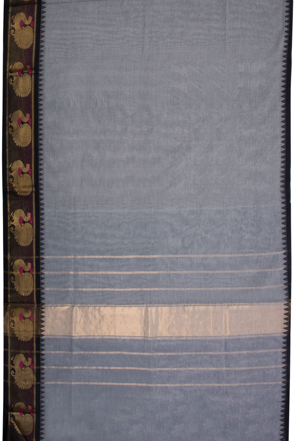 Grey Handwoven Kanchi Cotton Saree 10069352 - Avishya