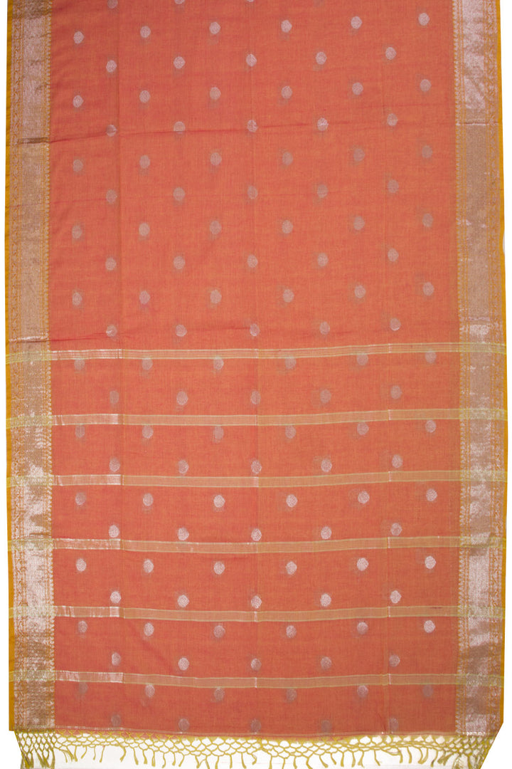 Orange Bengal Phulia Cotton Saree Zari Border 10069406 - Avishya