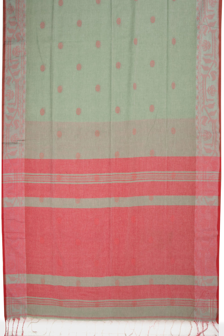 Green Bengal Phulia Cotton Saree Dhakai Border 10069420 - Avishya