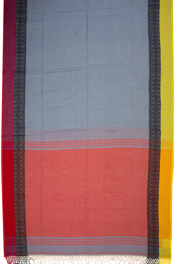 Grey Bengal Phulia Cotton Saree Temple Border 10069426 - Avishya