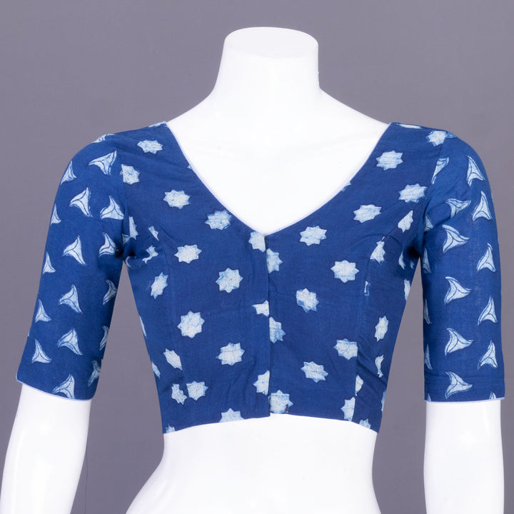 Blue Indigo Handblock Printed Cotton Blouse Without Lining 10069520 - Avishya