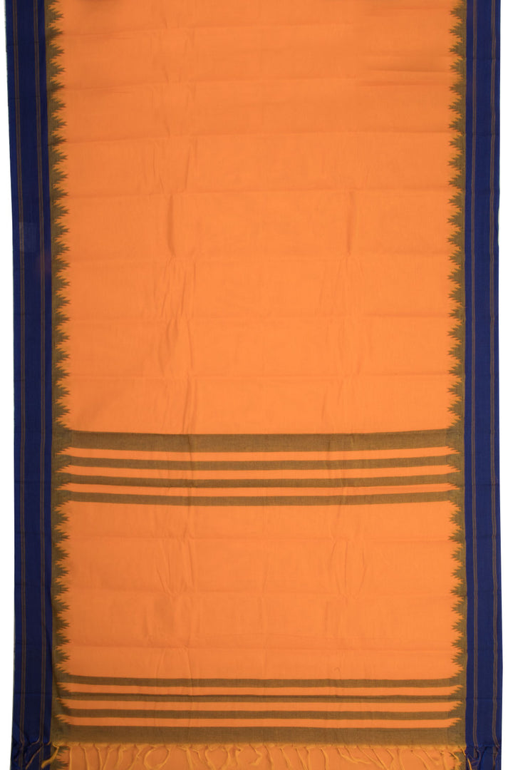 Orange Handwoven Kanchi Cotton Saree - Avishya