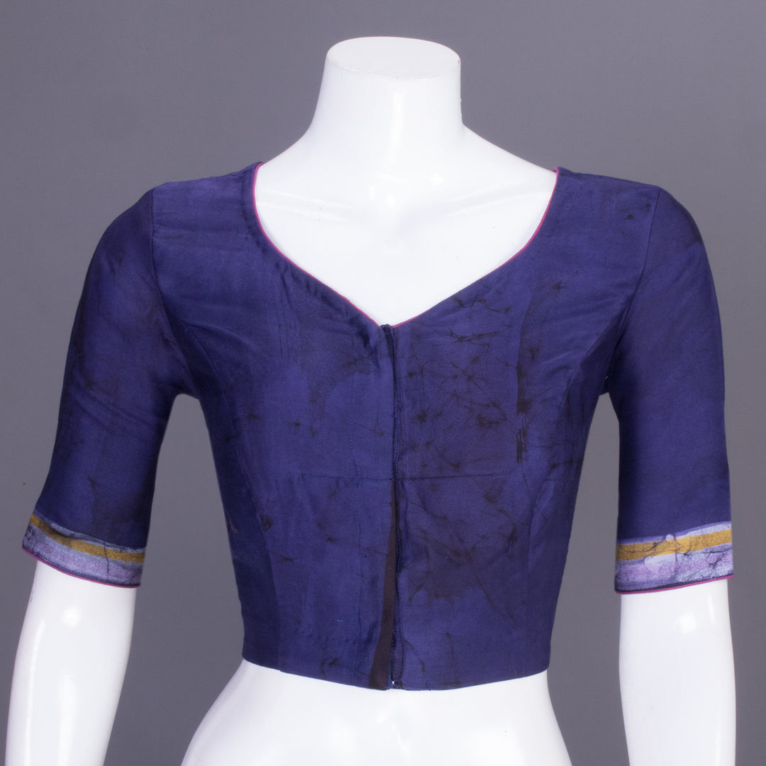 Royal Blue Batik Handpainted Cotton Blouse 10070207 - Avishya