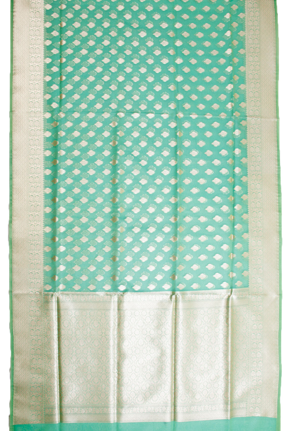 Green Handloom Banarasi Kora Silk Saree - Avishya