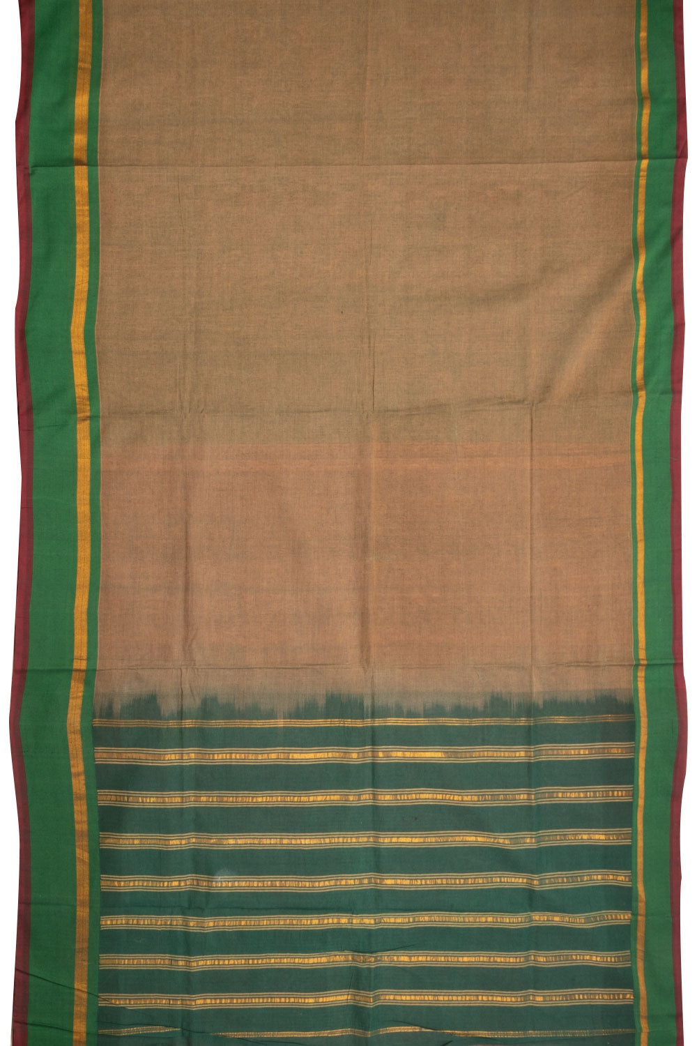 Brown Handloom Narayanpet Cotton Saree Without Blouse 10064377 - Avishya
