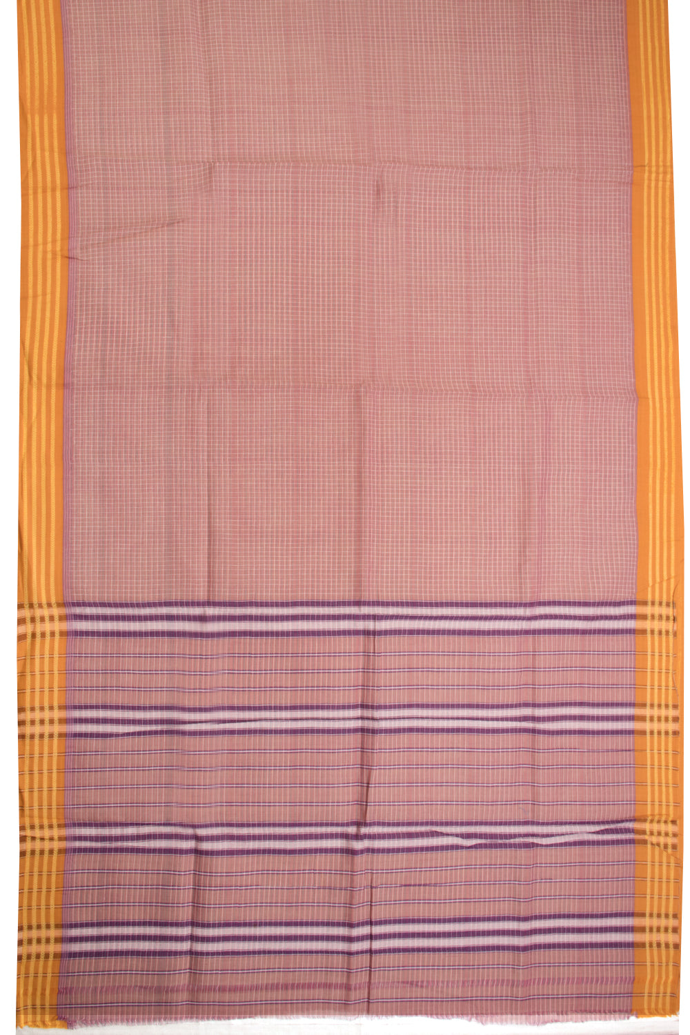 Mauve Handloom Narayanpet Cotton Saree Without Blouse 10064384 - Avishya