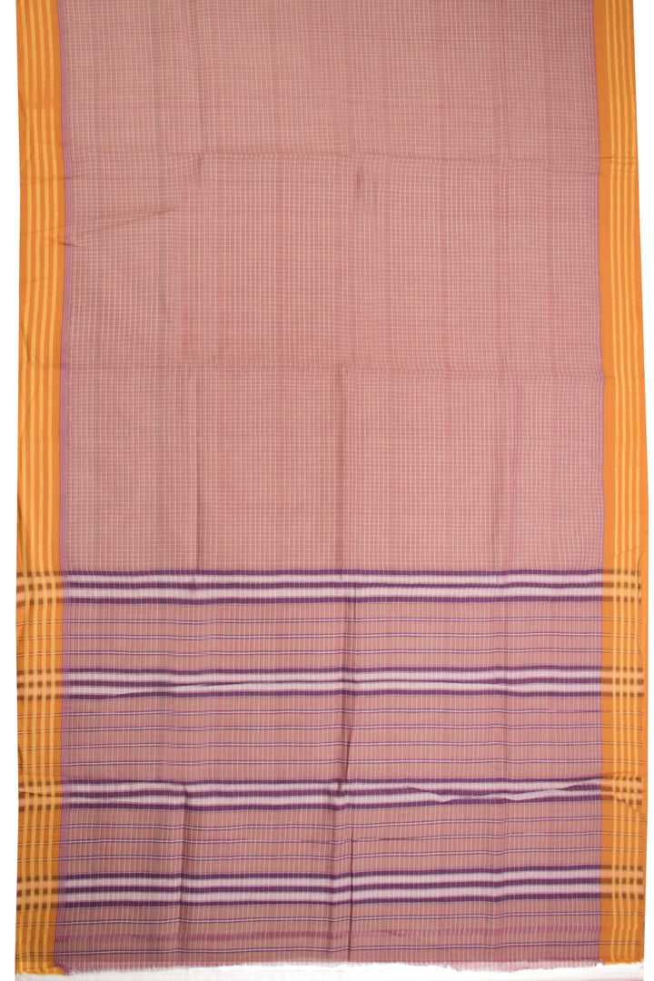 Mauve Handloom Narayanpet Cotton Saree Without Blouse 10064384 - Avishya