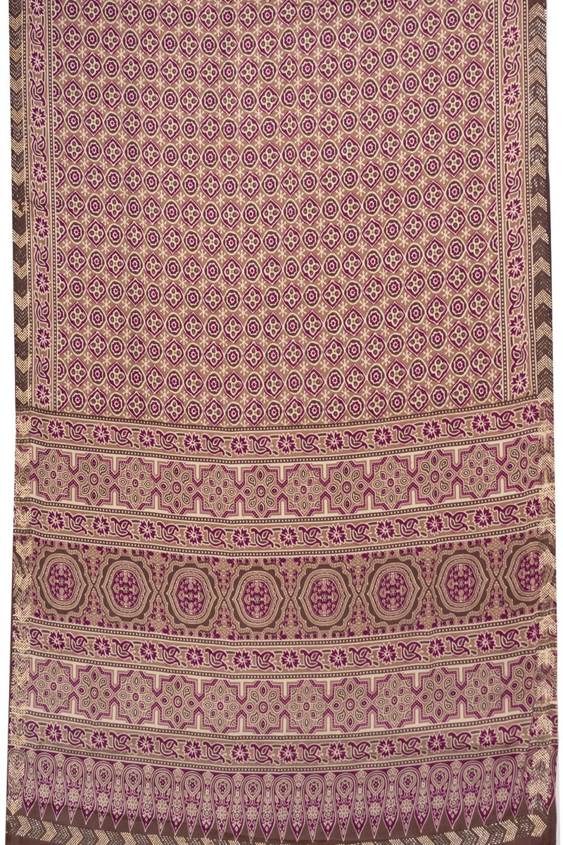 Carmine Cascade Hand Block Printed Modal Tissue Saree