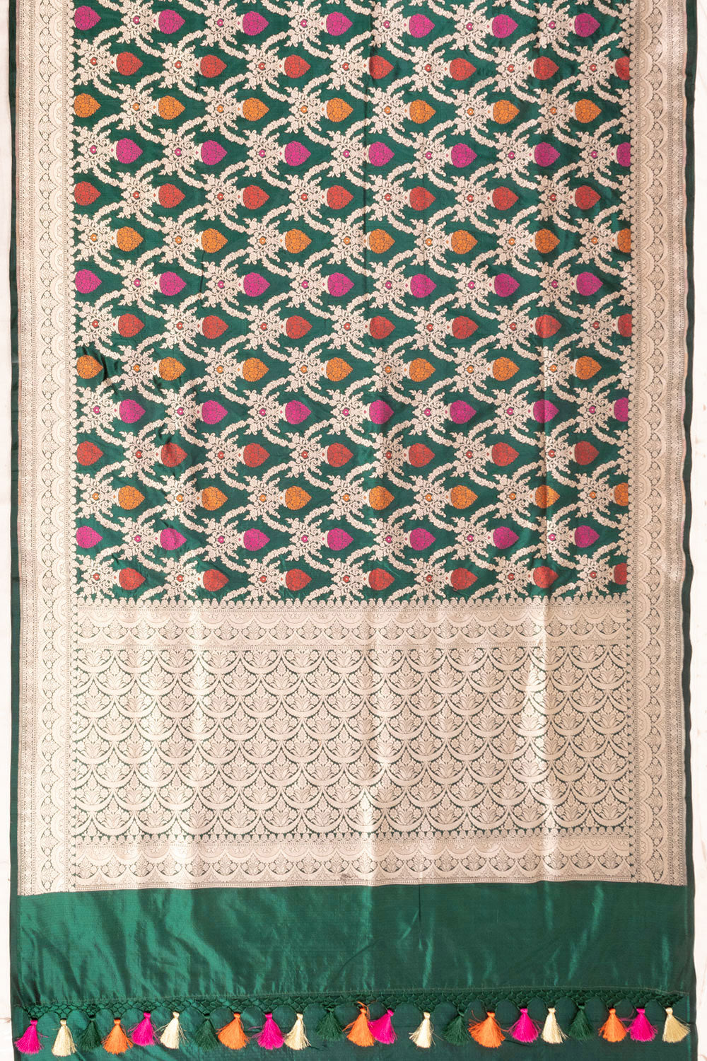 Green Handloom Banarasi Katan Silk Saree 10068910 - Avishya