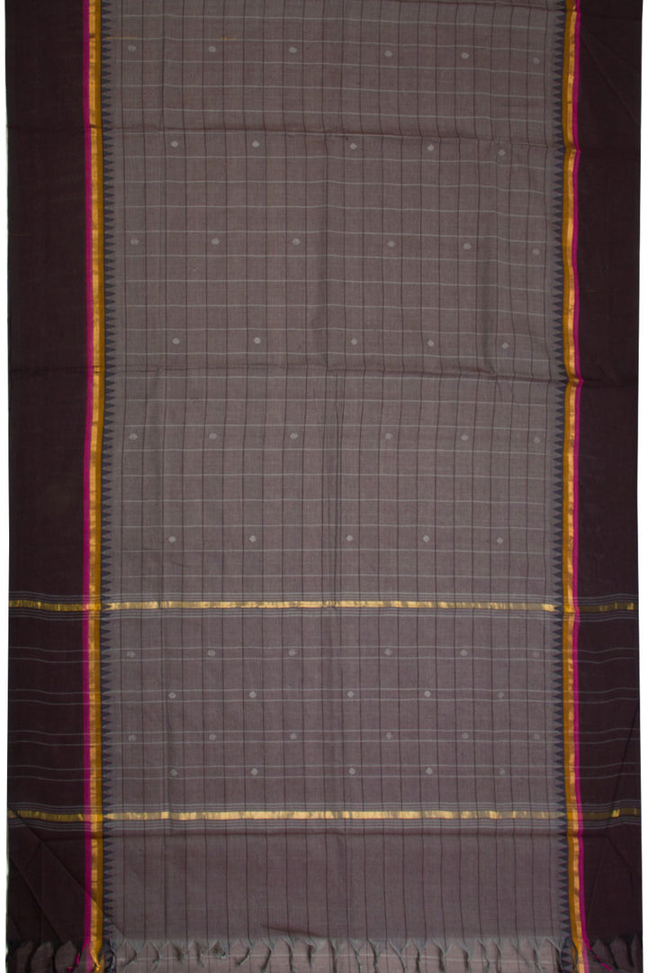 Grey Handwoven Kanchi Cotton Saree 10069317 - Avishya