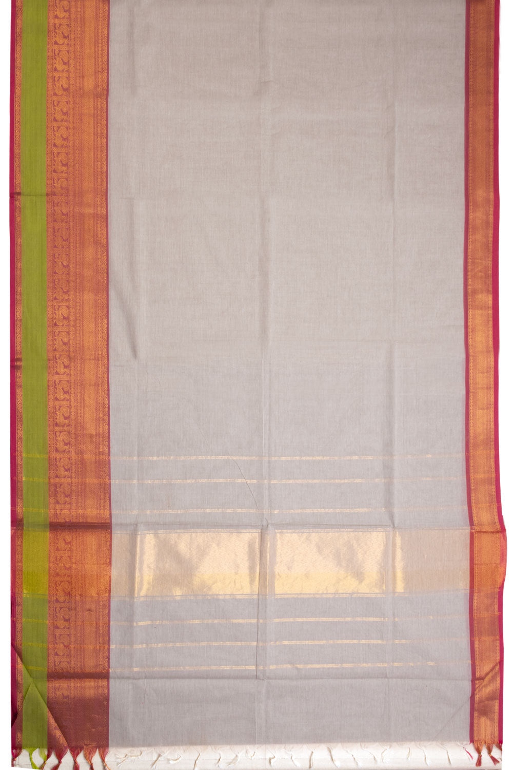 Grey Handwoven Kanchi Cotton Saree 10069351 - Avishya